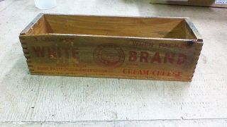 Vintage Cheese Crate Wooden Box White Brand