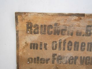 German Sign WW2 Smoking is forbidden open light or fire WWII Germany Iron 3