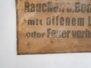 German Sign WW2 Smoking is forbidden open light or fire WWII Germany Iron 6