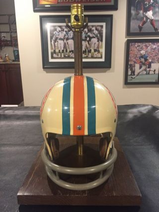Vintage Old Riddell Kra - Lite Football Helmet Lamp Miami Dolphins