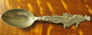 Early 1900 ' s Sterling Silver Mt.  Ranier Figural Spoon A Western Girl by Mayer 2