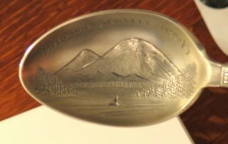 Early 1900 ' s Sterling Silver Mt.  Ranier Figural Spoon A Western Girl by Mayer 5