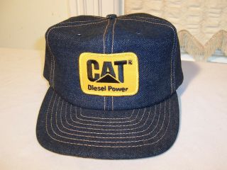 Vintage Denim Cat Diesel Patch Snapback Cap Hat Louisville Mfg.  Usa