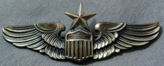 Wwii Sterling U.  S.  Army Air Corps Senior Pilots Wing Meyer Pin - Back 3 " 22 Grams