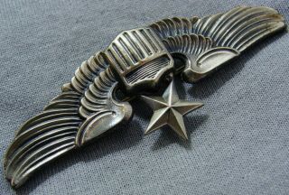 WWII STERLING U.  S.  Army Air Corps SENIOR PILOTS Wing MEYER Pin - back 3 