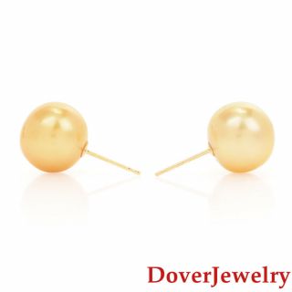 Golden Color 12mm South Sea Pearl 18K Yellow Gold Stud Earrings 5.  1 Grams NR 2