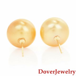 Golden Color 12mm South Sea Pearl 18K Yellow Gold Stud Earrings 5.  1 Grams NR 3