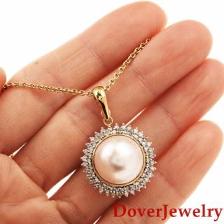 Estate Diamond Mabe Pearl 14k Gold Pendant Enhancer 5.  7 Grams Nr