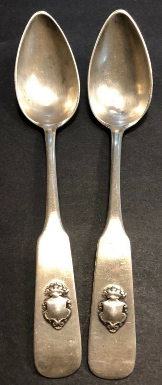 Two Big Antique 1852 Imperial Russian/polish 84 Silver Spoons (malcz)