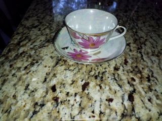Antique Tea Cups,  Fan Crest hand painted,  Japan fine bone china. 3