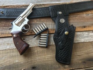 Vintage Tex Shoemaker 41 4 Basketweave Swivel Revolver Holster Walking Dead Rick
