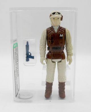 Star Wars Vintage Rebel Soldier Hoth Pbp Dark Brown Body Metallic Blaster Afa 80