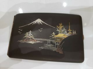 Antique / Vintage Japanese Komai Damascene K24 Design Mt Fuji Cigarette Case