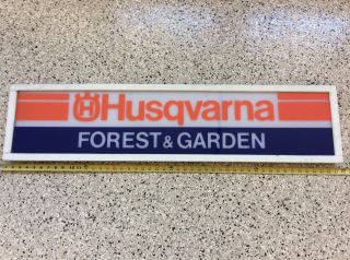 Vintage Husqvarna Chainsaw Sign Forest & Garden Advertising Wood Frame Display