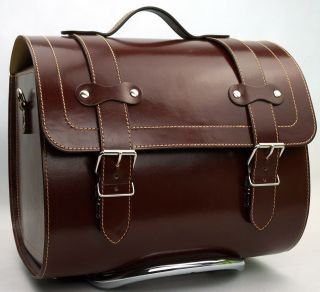 Large Leather Top Case Roll Bag Vespa Primavera Px Lxv Gts Gtv Vintage Brown