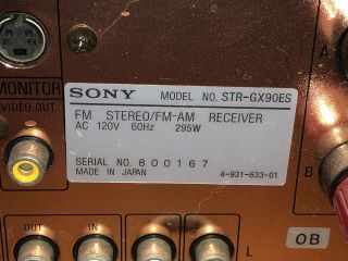 Sony STR - GX90 Es Vintage Amplifier Stereo Receiver 120 Watts Per Channel Phono 10