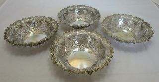 Set 4 Antique Edwardian Sterling Silver Pierced Bonbon Dishes,  578g,  1902