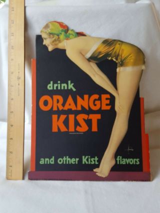 Vintage Cardboard Litho Soda Sign Orange Kist Advertising Country Store Pinup