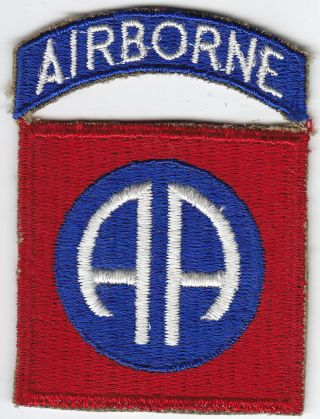 Wwii Us Army Patch - 82nd Airborne Division - Attached Tab,  Fe,  No Glow
