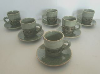 Vintage Soma Yaki Japanese 21 Piece Tea / Coffee Set,  Double Walled,  Japan 4