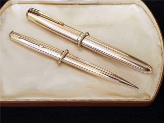 vintage PARKER 51 FOUNTAIN PEN & MECHANICAL PENCIL set 14k GOLD FILLED in Case 2