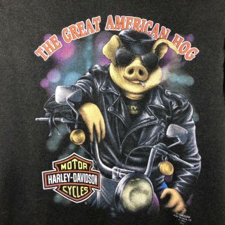 Vtg Harley Davidson 3d T Shirt The Great American Hog Hawg Pig Motorcycle S M