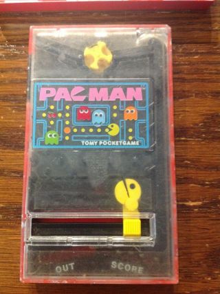 2 Vintage Tomy Pocketfuls Handheld Game 1987 Speedway,  PacMan No.  7015 2