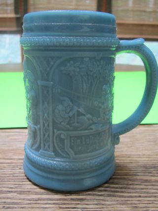 Vintage 4 7/8 " H Sky Blue Milk Glass " D " Handled Mug/stein
