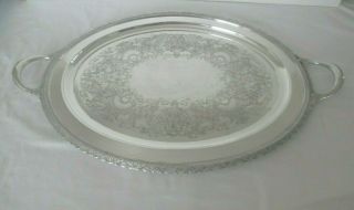 Vtg 1847 Rogers Bros Silverplated 2 Handled Tray " First Love " 9582 Measures 28 "