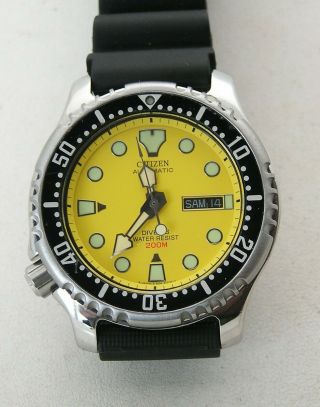 Stunning Vintage Citizen 21j Automatic Promaster Divers Watch Yellow Dial Lefty