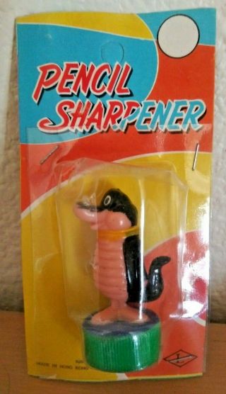 60s Alfy Gator Vinyl Figural Pencil Sharpener On Card Hanna Barbera