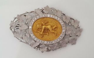 Unusual 18k Solid gold vintage italian 0.  75cts diamond pendant / brooch 19.  26g 2