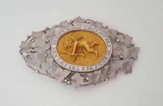 Unusual 18k Solid gold vintage italian 0.  75cts diamond pendant / brooch 19.  26g 3