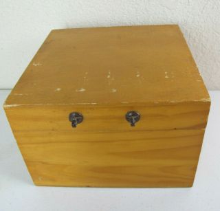 Vintage Wooden Square Storage Trinket Jewelry Box With Hinged Lid