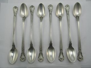 Gorham Chantilly Old Mark Sterling Silver Set 8 Vintage Iced Tea Spoons 7 1/2”