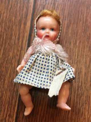 Vintage Celluloid Jointed Baby Doll Tiny Miniature Jointed