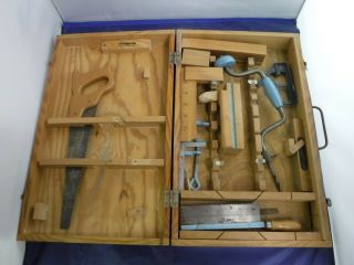 Vintage Handy Andy Childs Carpenter Tool Set In Wooden Case