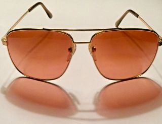 Vintage Serengeti Drivers Sunglasses Corning Optics 5240k Gold Metal Aviator