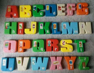 Vintage 80s Tyco Sesame Street Alphabet Blocks Complete Set Alphabet Letters A - Z