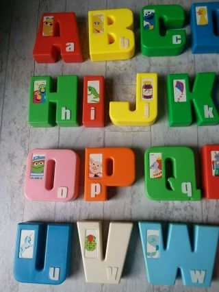 VINTAGE 80s TYCO SESAME STREET ALPHABET BLOCKS COMPLETE SET ALPHABET LETTERS A - Z 2