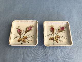 Antique Butter Pats Porcelain Royal Ironstone Alfred Meakin England Moss Rose 2 2