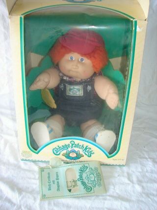 Vintage Coleco Cabbage Patch Kids Doll Chadwick Dana Red Hair Birth Certificate