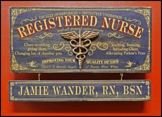 Personalized Registered Nurse Vintage Wood Plank Sign,  Office,  Home,  Men,  Women