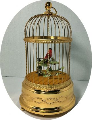 Vintage Reuge Swiss Gold Toned Bird Cage Automation/Music Box Two Singing Birds 11