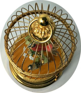 Vintage Reuge Swiss Gold Toned Bird Cage Automation/Music Box Two Singing Birds 4