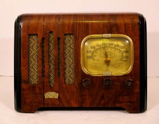 Old Antique Wood Air King Vintage Tube Radio - Restored & Deco Table Top 5