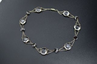 Art Deco Sterling Silver Clear Crystal Glass Rhinestone Open Back Necklace 4