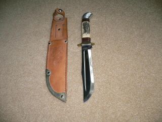 Vintage Pontus Holmberg Eskilstuna Knife With Sheath Horn Handle