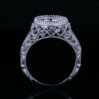Vintage Semi Mount Engagement Diamond Ring 9.  5 - 10mm Round Solid 14k White Gold