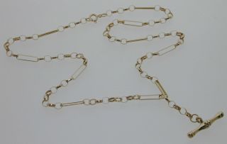 9 Ct Gold T - Bar Watch Chain Style Necklace Figaro Belcher 6.  8g 18 3/4 " 1991